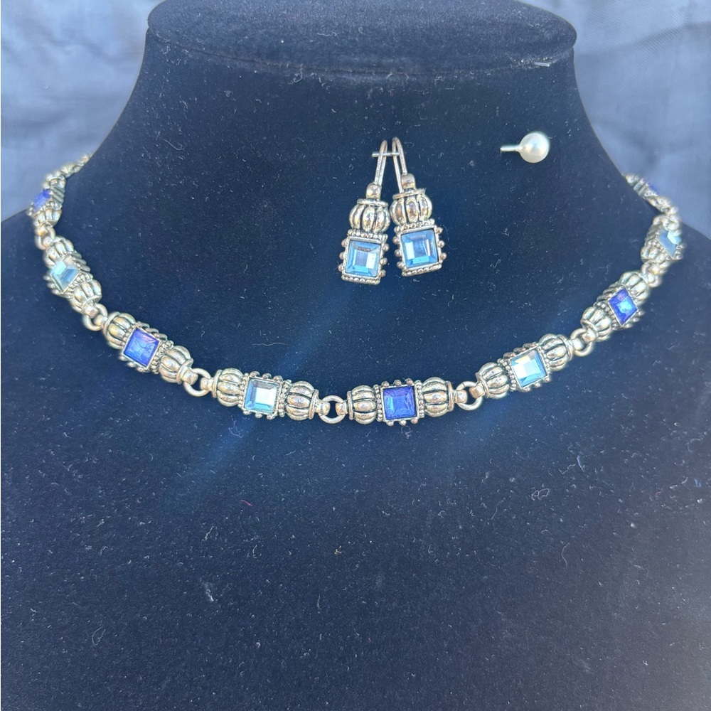 Elegant Silver and Blue Jewelry Set